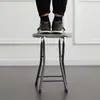 Taburete Plegable, Taburete Portátil para el Hogar para Cambiarse los Zapatos, Taburete de Mesa de Café, Silla de Mesa de Comedor, Taburete de Baño, Soporte Metálico Multifuncional de Almacenamiento en la Puerta