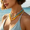 Colar com Pingente de Peixinho e Fecho OT Transfronteiriço Europeu e Americano para Mulheres Acessórios de Colar Versáteis Coloridos de Contas de Resina para o Dia a Dia
