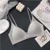 Sujetador inalámbrico francés de escote pronunciado, espalda bonita, sin costuras, verano, fino, sexy, para pechos pequeños, sin huecos, copa triangular, lencería para mujer