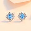Aretes de botón de molino de viento de plata de ley S999 Damila para mujer con incrustaciones de zircón azul aretes para piercing de oreja microincrustados venta al por mayor