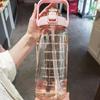 Garrafa de água de grande capacidade transfronteiriça, tipo chaleira, barril ton-ton com canudo e escala 2000ML, copo espacial esportivo para as quatro estações para meninos e meninas