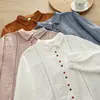 Colección Otoño 2026: Camisa cárdigan de manga larga para mujer, estilo japonés, con botones de colores y adornos de encaje, de doble capa de gasa