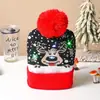 Atacado transfronteiriço de chapéus de tricô de Natal com luz LED Amazon para outono e inverno, chapéus de lã de Natal coloridos para festa de adultos