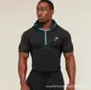 Ropa Deportiva con Capucha de Manga Larga Popular para Hombre, Fitness, Secado Rápido, Transpirable, Elástica, Media Cremallera, Ropa de Entrenamiento Gymshark