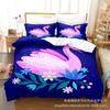 Juego de cama cepillado de cuatro piezas impreso digitalmente en 3D suministrado directamente de tres sábanas de cisne de dibujos animados, edredón, almohadas