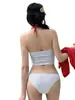 Traje de baño 2025 Femenino Sexy Dividido Bikini para Aguas Termales Pecho Pequeño Sexy Estilo Coreano Ins Traje de Baño Rayado