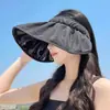 Sombrero de Sol de Verano Moda Femenina Top Abierto Sombrero de Concha Negra Doble Uso Diadema Sombrero Parasol Transpirable Sombrero de Sol