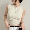 Camisola Blanca Pequeña de Algodón Puro para Mujer Verano Ropa Exterior Cubriente Paramilis Chaleco sin Mangas Base Interior Top Antirozaduras