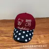Boné de Baseball Retro Americano com Bolinhas para Mulheres, Temporada de Primavera, Bordado de Urso, Proteção Solar, Versátil, Emagrecimento Facial, Moderno