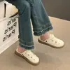 Sandalias tejidas cerradas de suela gruesa, casuales, sencillas y modernas para mujer, nuevas de verano 2026, blancas, versátiles, estilo romano