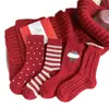 Calcetines de Lana Retorcida Rojos para Invierno, Calcetines Gruesos Cálidos de Media Pantorrilla para el Año del Caballo, Calcetines Rojos de Año Nuevo