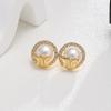 Aretes Cool Sense Pequeños y Exquisitos Aretes de Perlas Diseño de Nicho Femenino Cara Redonda Cuadrada Joyería para las Orejas Circonita Aguja de Plata