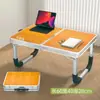 Mesa Plegable para Cama de Computadora Portátil Escritorio de Estudio para Dormitorio Mesa Pequeña de Comedor para Viaje en Coche Transmisión en Vivo Mesa Plegable