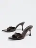 Zapatos de Tacón Alto para Mujer para Primavera y Verano, Punta Fina, Tacón Delgado, Mules de Una Correa, Modernos, Versátiles, Elegantes Sandalias de Tacón Alto