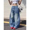 Diseño único, jeans bordados con estrella de cinco puntas para mujer, nueva colección primavera/otoño 2026, pantalones de pierna curva, holgados, de pierna ancha