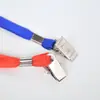 Cordão porta-crachá de permissão de trabalho de 1 cm, cordão para certificado, etiqueta, cordão de algodão oco, pode ser impresso logo, cordão com clipe de metal