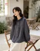Colección Otoño 2026 Estilo Japonés Estampado Floral Pequeño Cuello Solapa Mujer Holgado Oversize Cárdigan Camisa de Manga Larga Top