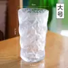 Vaso de vidrio con patrón de glaciar, con tapa, cuchara y asa, taza de té de alta gama para uso doméstico de verano para mujer, taza de café, estilo ins