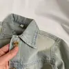 Bebê Meninos e Meninas Outono 2026 Retrô Curta Estilosa Jaqueta Jeans Moda Jeans Roupa Externa Infantil Casaco Versátil