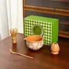 Juego de Té Matcha de 7 Piezas Tazón Matcha a Cuadros con Pico Flor de Cerezo Batidor de Té Estilo Ins Europeo y Americano 100 Piezas