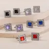 Gemelos Cuadrados con Incrustaciones de Piedras Preciosas Multicolores, Tachuelas para Manga de Camisa de Metal de Aleación Pintado, Best-Sellers Transfronterizos Europeos y Americanos