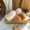 Pantuflas peludas de suela gruesa para mujer, nuevo estilo de invierno 2026, botines de nieve versátiles cerrados sin cordones, estilo de media pantufla para mujer