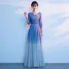 Traje de Coro Grande Feminino Vestido Longo Apresentador 2023 Novo Traje Competição de Canto Vermelho Vestido de Inverno Atmosférico