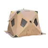 Tienda cuadrada acolchada multicapa para pesca en hielo con faldón de nieve extendido, a prueba de viento, para campamentos de pesca de invierno y actividades de team building, disponible para compra al por mayor y tamaños personalizables
