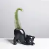 Vaso de Flores Gato Preto Criativo Transfronteiriço Cerâmica Desenho Animado Animal Suculenta Criativa Rabo de Macaco Cacto Planta Verde Vaso