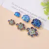 Cobre puro dorado cloisonné azul quemado flor de loto exquisitas cuentas de joyería de cloisonné dorado accesorios de loto hechos a mano para bricolaje