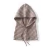 Conjunto de bufanda y gorro de punto de cachemira a cuadros con bloques de color, estilo grueso, unisex, a prueba de viento, protege los oídos, gorro de punto y calentador de cuello