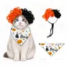 Conjunto de Roupa de Cowboy Ocidental para Gato de Estimação Peruca Chapéu Bandana Festa Engraçada Processamento e Personalização