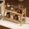Estante de Almacenamiento para Tazas Ins Portavasos Doble Capa Escritorio Artículos Varios Taza de Agua Mesa Dormitorio Cocina Estante Organizador