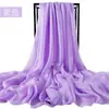 Lenço de Seda Grande de Cor Sólida de Seda Sintética para Verão Toalha de Praia à Beira-Mar Lenço Longo de Chiffon para Primavera e Verão Xale Plissado