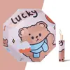Novo design com estampas vibrantes, cabo de madeira, guarda-chuva dobrável para sol e chuva, revestido de preto para proteção UV, atacado com logotipo