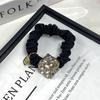 Anillo para el cabello de intestino grueso de cristal de alta calidad estilo coreano con flor, temperamento combinable, cuerda para moño, simple, para coleta alta, adorno para el cabello