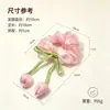 Scrunchie de tulipa delicado com fio iridescente, fita esvoaçante e design de botão de flor, elástico de cabelo de alta elasticidade para coques, acessório de cabelo