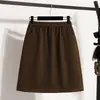 Ropa de Talla Grande para Mujer para mm Gordos Otoño Nuevo Estilo 2025 Moda Versátil Efecto Adelgazante Cintura Elástica Falda de Lana de Longitud Media Falda Corta para Mujer