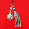 Pingente de chaveiro estilo étnico chinês com acessórios de metal, pétalas giratórias, decoração para carro e bolsa, toque de alta qualidade