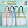Bolsa de Armazenamento para Provas para Alunos do Ensino Fundamental, Bolsa Sanfonada Transparente Vertical, Bolsa de Mensageiro de Aparência Sofisticada para Documentos, 13 Compartimentos, Dedicada para Alunos do Ensino Médio