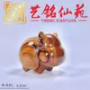 Figura de Vaca Pequeña de Madera de Alcanfor, Talla Creativa Hecha a Mano Yiming Xianyuan, Adorno Artesanal de Animal del Zodiaco Moderno