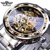 Reloj Winner para Hombre de Dropshipping, Moda Casual Clásico Tendencia Diseño Esqueleto con Pedrería, Reloj Mecánico Manual