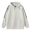 Sudadera con capucha de peso pesado 360g para hombre, estilo otoño e invierno, tres rayas engrosadas, marca de moda, suéter holgado