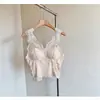 Camisola larga de encaje suave, pura y sexy con sujetador incorporado, acolchada y sin aros