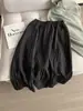 Adaptabilidad desde el Color Beige Diseño Suave, Falda de Retazos de Cintura Alta de Longitud Media Texturizada E018