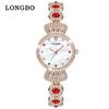Reloj Longbo Xiaozhong para Mujer de Mediana Edad Lujo Ligero Alta Gama Reloj de Jade Corona Totalmente de Diamante para Mujer Reloj de Cuarzo Impermeable