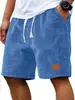 2026 Nuevos Pantalones Casuales Transpirables a Cuadros Pequeños para Hombre de Amazon Transfronterizo con Cordón, Bermudas Versátiles de Cinco Bolsillos con Etiqueta de Cuero
