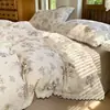 Nuevo Conjunto de Cuatro Piezas de Franela con Encaje Estilo Hepburn Algodón Completo Ribete de Encaje Funda Nórdica Juego de Sábanas para Dormitorio Comercio al por Mayor