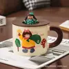 Taza de Cerámica con Tapa de Oso Lindo Taza para Pareja de Alto Valor Taza para Beber en Casa Taza de Café con Leche para Oficina