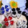 Cristal Resistente Flor de Corazón de Trébol de Cuatro Hojas Aleación Cuentas Sueltas Hecho a Mano DIY Cuentas de Agujero Recto Accesorios para Cadena de Teléfono Cadena de Bolsa